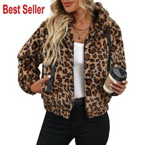 Faux Fur Crop Coat Hooded Sherpa Jacket Chic Cozy Winter Oversized